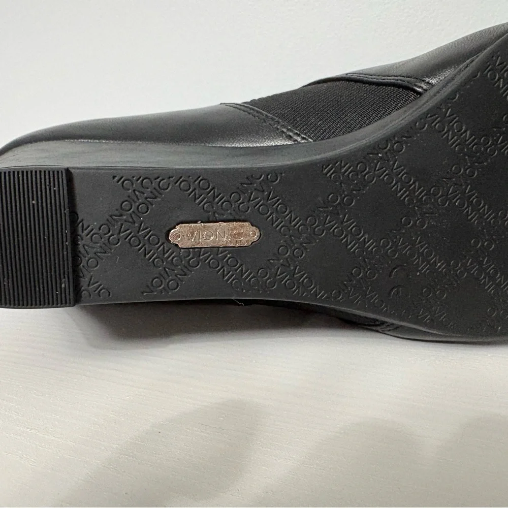 Vionic Stanton Black Leather Wedge Booties – Size 9 - Picture 6 of 12